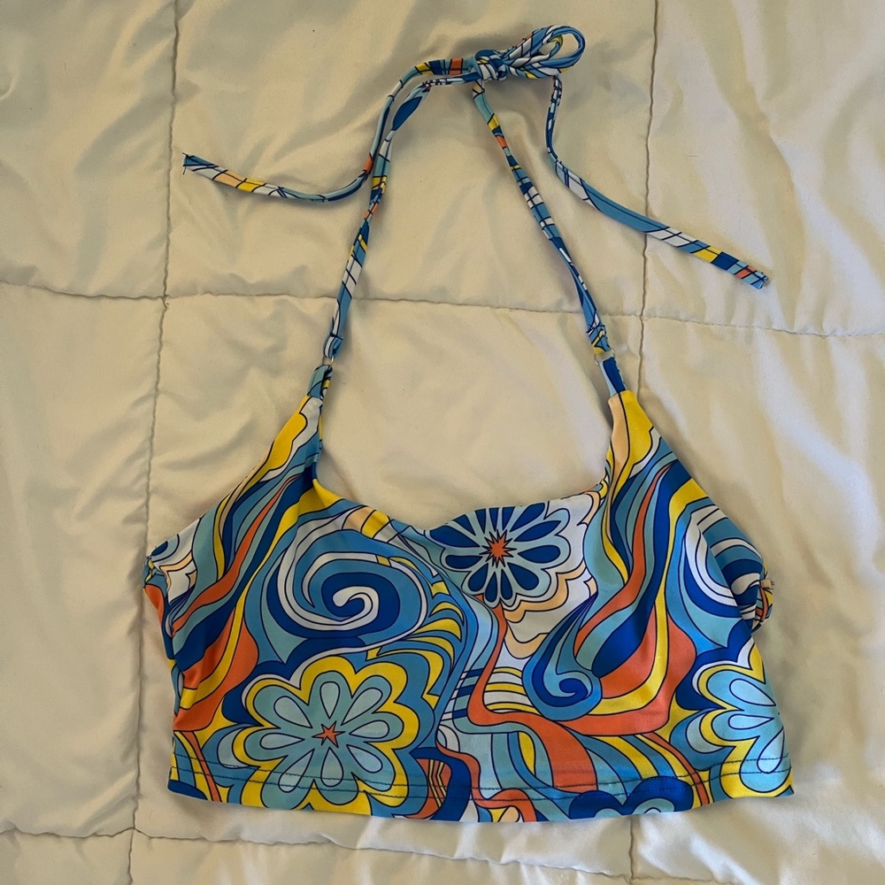 blue floral halter